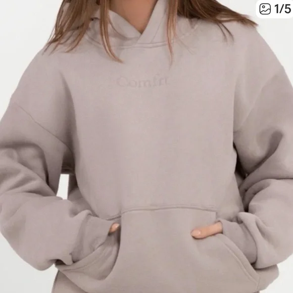 EUC Comfrt signature Hoodie Mauve Beige Bark sweatshirt Sz S - Picture 2 of 8